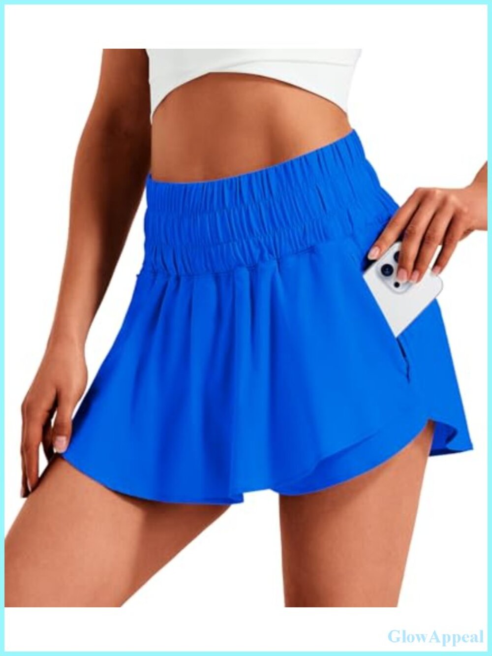 Women's High Waist Tennis Skort with 2 Zipper Pockets and Built-in Liner